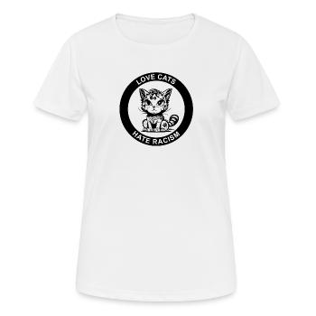 LOVE CATS HATE RACISM - Women's Breathable T-Shirt - white - Front - AI Model Female 172 dark (172cm)