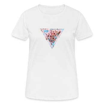 Triangle de fleurs de cerisier - T-shirt respirant Femme - blanc - Devant - AI Model Female 172 dark (172cm)