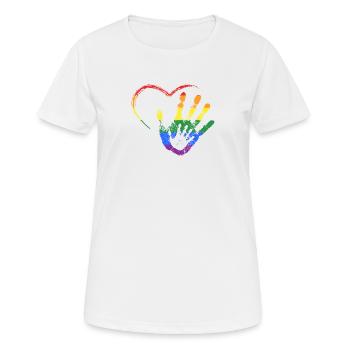 RAINBOW MAIN DANS LA MAIN - T-shirt respirant Femme - blanc - Devant - AI Model Female 172 dark (172cm)