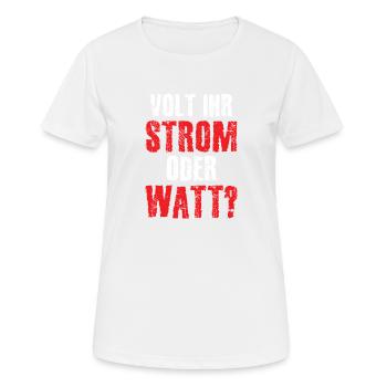 Est-ce que votre électricité ou watts volt? - T-shirt respirant Femme - blanc - Devant - AI Model Female 172 dark (172cm)