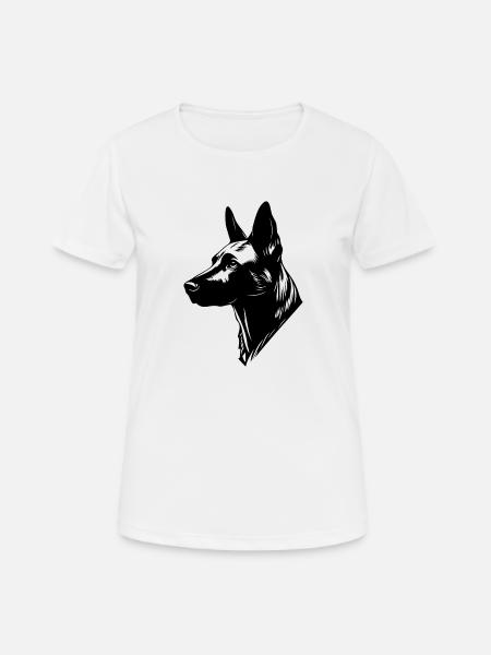 Portrait Malinois Belge Berger Belge - T-shirt respirant Femme - blanc