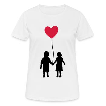 Kinder mit Herz - Ballon, Be my valentine - Frauen T-Shirt atmungsaktiv - Weiß - Vorne - AI Model Female 172 dark (172cm)