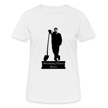 working_class_hero_3 - T-shirt respirant Femme - blanc - Devant - AI Model Female 172 dark (172cm)