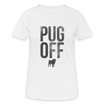 Pug Off - Mops Hund Silhouette - Frauen T-Shirt atmungsaktiv - Weiß - Vorne - AI Model Female 172 dark (172cm)