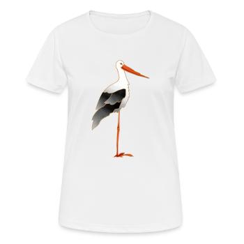 Storch - Frauen T-Shirt atmungsaktiv - Weiß - Vorne - AI Model Female 172 dark (172cm)