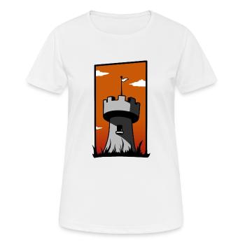 Medieval tower with sunset - Women's Breathable T-Shirt - white - Front - AI Model Female 172 dark (172cm)