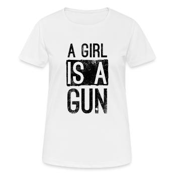 Une fille Est un Gun - T-shirt respirant Femme - blanc - Devant - AI Model Female 172 dark (172cm)