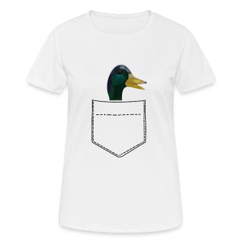 Ente Erpel Brusttasche - Frauen T-Shirt atmungsaktiv - Weiß - Vorne - AI Model Female 172 dark (172cm)