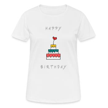Birthday. HAPPY BIRTHDAY. Happy birthday. - Women's Breathable T-Shirt - white - Front - AI Model Female 172 dark (172cm)