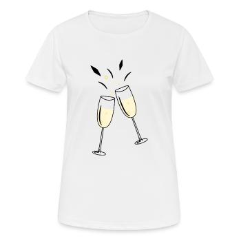 Sektglas Prost - Frauen T-Shirt atmungsaktiv - Weiß - Vorne - AI Model Female 172 dark (172cm)