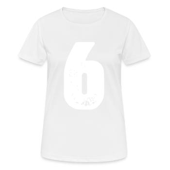 Maillot 6 numéros - T-shirt respirant Femme - blanc - Devant - AI Model Female 172 dark (172cm)