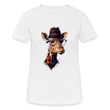 Un grand-père girafe porte un chapeau et des lunettes - T-shirt respirant Femme - blanc - Devant - AI Model Female 172 dark (172cm)