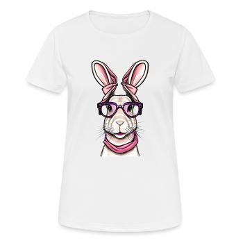 Funny rabbit lapin drôle lunettes bunny easter day - T-shirt respirant Femme - blanc - Devant - AI Model Female 172 dark (172cm)