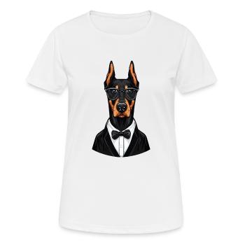 Dobermann im Smoking - Frauen T-Shirt atmungsaktiv - Weiß - Vorne - AI Model Female 172 dark (172cm)