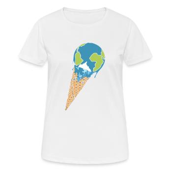 Faire fondre la terre comme crème glacée dans une gaufre - T-shirt respirant Femme - blanc - Devant - AI Model Female 172 dark (172cm)