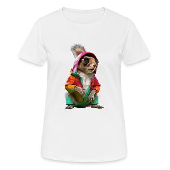 Eichhörnchen mit Sonnenbrille Bunt Coole Waldtiere - Frauen T-Shirt atmungsaktiv - Weiß - Vorne - AI Model Female 172 dark (172cm)