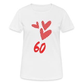 60. 60 ANS. 60e ANNIVERSAIRE. ANNIVERSAIRE 60 ANS. - T-shirt respirant Femme - blanc - Devant - AI Model Female 172 dark (172cm)