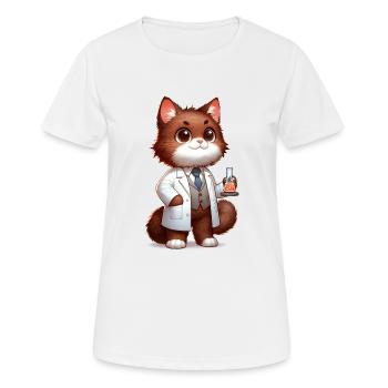 Cute Cat Scientist - Frauen T-Shirt atmungsaktiv - Weiß - Vorne - AI Model Female 172 dark (172cm)