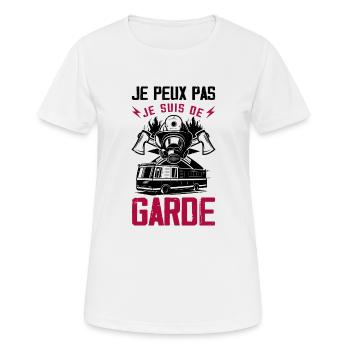Je Peux Pas Je Suis de Garde Pompier Humour - T-shirt respirant Femme - blanc - Devant - AI Model Female 172 dark (172cm)
