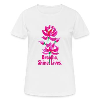 Aquarell Lotusblumen - Frauen T-Shirt atmungsaktiv - Weiß - Vorne - AI Model Female 172 dark (172cm)