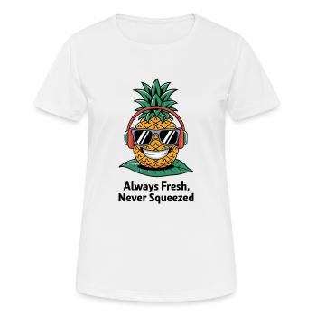 Immer frisch, nie ausgequetscht - Frauen T-Shirt atmungsaktiv - Weiß - Vorne - AI Model Female 172 dark (172cm)