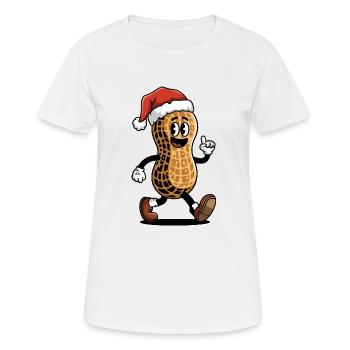 Festliche Erdnuss mit Weihnachtsmannmütze - Frauen T-Shirt atmungsaktiv - Weiß - Vorne - AI Model Female 172 dark (172cm)