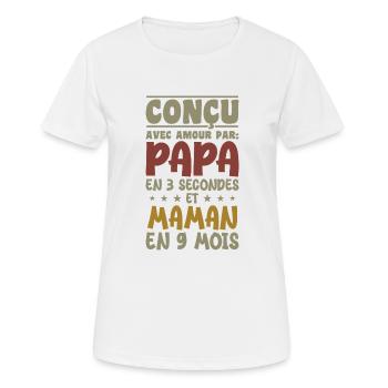 Mit Liebe von Mama und Papa in 9 Monaten entworfen - Frauen T-Shirt atmungsaktiv - Weiß - Vorne - AI Model Female 172 dark (172cm)