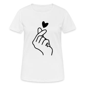 Coeur Main Signe Icône K-pop - T-shirt respirant Femme - blanc - Devant - AI Model Female 172 dark (172cm)