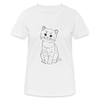 chaton timide - T-shirt respirant Femme - blanc - Devant - AI Model Female 172 dark (172cm)