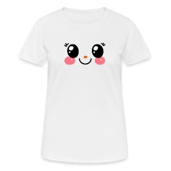 cute face, kawaii manga fan eyes, chibi - Women's Breathable T-Shirt - white - Front - AI Model Female 172 dark (172cm)