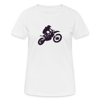 Motocross - Frauen T-Shirt atmungsaktiv - Weiß - Vorne - AI Model Female 172 dark (172cm)