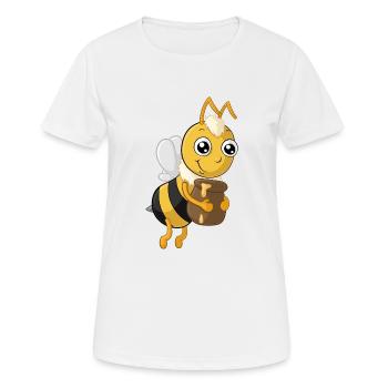 Fleißige Comic Honig Biene - Frauen T-Shirt atmungsaktiv - Weiß - Vorne - AI Model Female 172 dark (172cm)