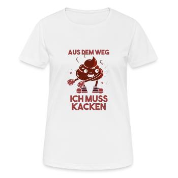 Ich muss kacken! Scheißen Poop Scheißhaufen Floss - Frauen T-Shirt atmungsaktiv - Weiß - Vorne - AI Model Female 172 dark (172cm)