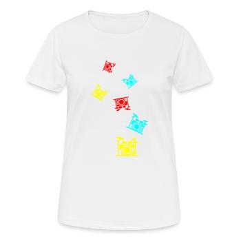 Schlagzeug - Frauen T-Shirt atmungsaktiv - Weiß - Vorne - AI Model Female 172 dark (172cm)