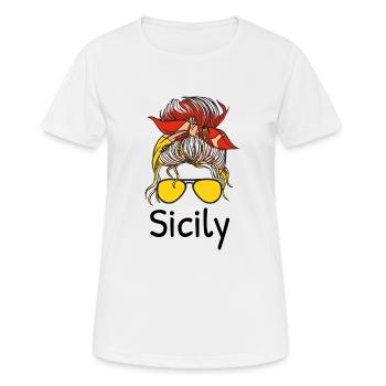 Sicile Flag Italie Palerme Trinacria Italia - T-shirt respirant Femme - blanc - Devant - AI Model Female 172 dark (172cm)