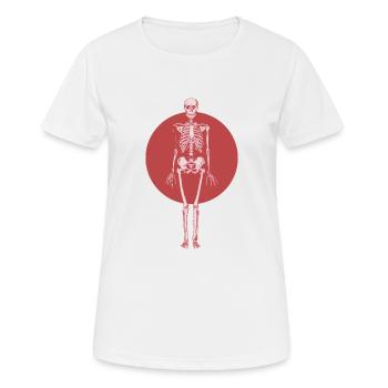 Schädel-rotes rotes Skelett - Frauen T-Shirt atmungsaktiv - Weiß - Vorne - AI Model Female 172 dark (172cm)
