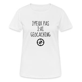 Geocaching / Geocacher / Kompass / Wald - Frauen T-Shirt atmungsaktiv - Weiß - Vorne - AI Model Female 172 dark (172cm)