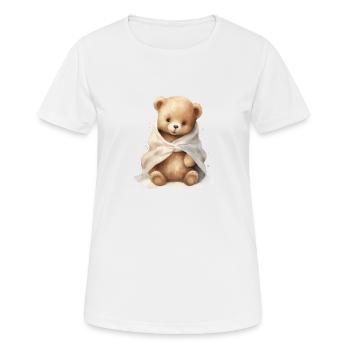 Bébé ours avec serviette, peint à la main - T-shirt respirant Femme - blanc - Devant - AI Model Female 172 dark (172cm)