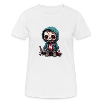 Horror Doll / Halloween / Creepy / Dark - Women's Breathable T-Shirt - white - Front - AI Model Female 172 dark (172cm)