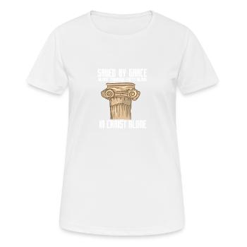 Saved By Grace Alone - Frauen T-Shirt atmungsaktiv - Weiß - Vorne - AI Model Female 172 dark (172cm)