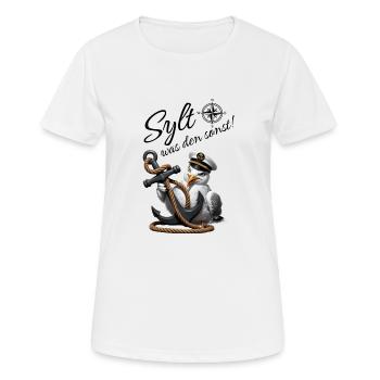 Sylt quoi d’autre ! mouette drôle avec ancre - T-shirt respirant Femme - blanc - Devant - AI Model Female 172 dark (172cm)