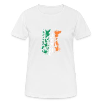 tauben,taube,vögel,vogelschwarm,graffiti,ireland - Frauen T-Shirt atmungsaktiv - Weiß - Vorne - AI Model Female 172 dark (172cm)