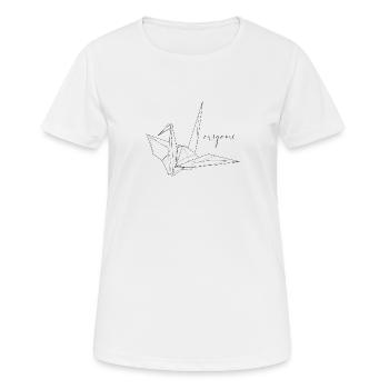 Origami Kranich - Frauen T-Shirt atmungsaktiv - Weiß - Vorne - AI Model Female 172 dark (172cm)