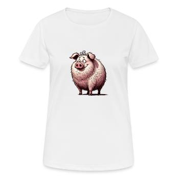 cochon dessin animé porc animal de la ferme - T-shirt respirant Femme - blanc - Devant - AI Model Female 172 dark (172cm)