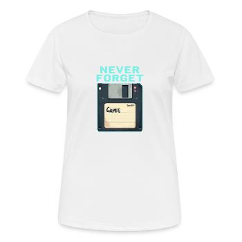 Never Forget Retro Floppy Disk Design - Women's Breathable T-Shirt - white - Front - AI Model Female 172 dark (172cm)