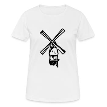 Vintage minimalistisch nostalgische Windmühle - Frauen T-Shirt atmungsaktiv - Weiß - Vorne - AI Model Female 172 dark (172cm)