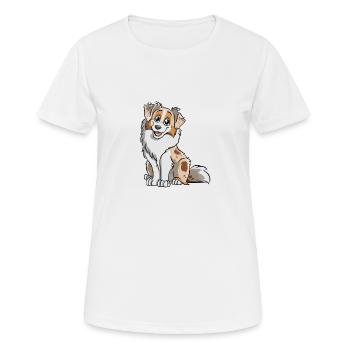 Red Merle Australian Shepherd - Frauen T-Shirt atmungsaktiv - Weiß - Vorne - AI Model Female 172 dark (172cm)