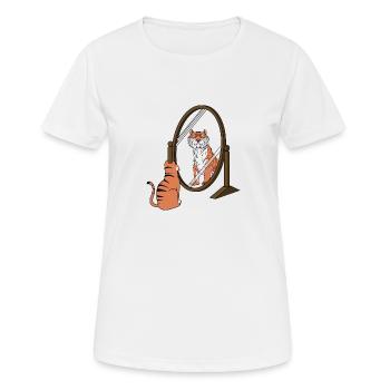 Katze Tiger Spiegel - Frauen T-Shirt atmungsaktiv - Weiß - Vorne - AI Model Female 172 dark (172cm)