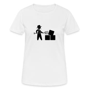 Bauer mit Mistgabel und Heu - Frauen T-Shirt atmungsaktiv - Weiß - Vorne - AI Model Female 172 dark (172cm)