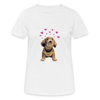 Teckel Wiggle - T-shirt respirant Femme - blanc - Devant - AI Model Female 172 dark (172cm)